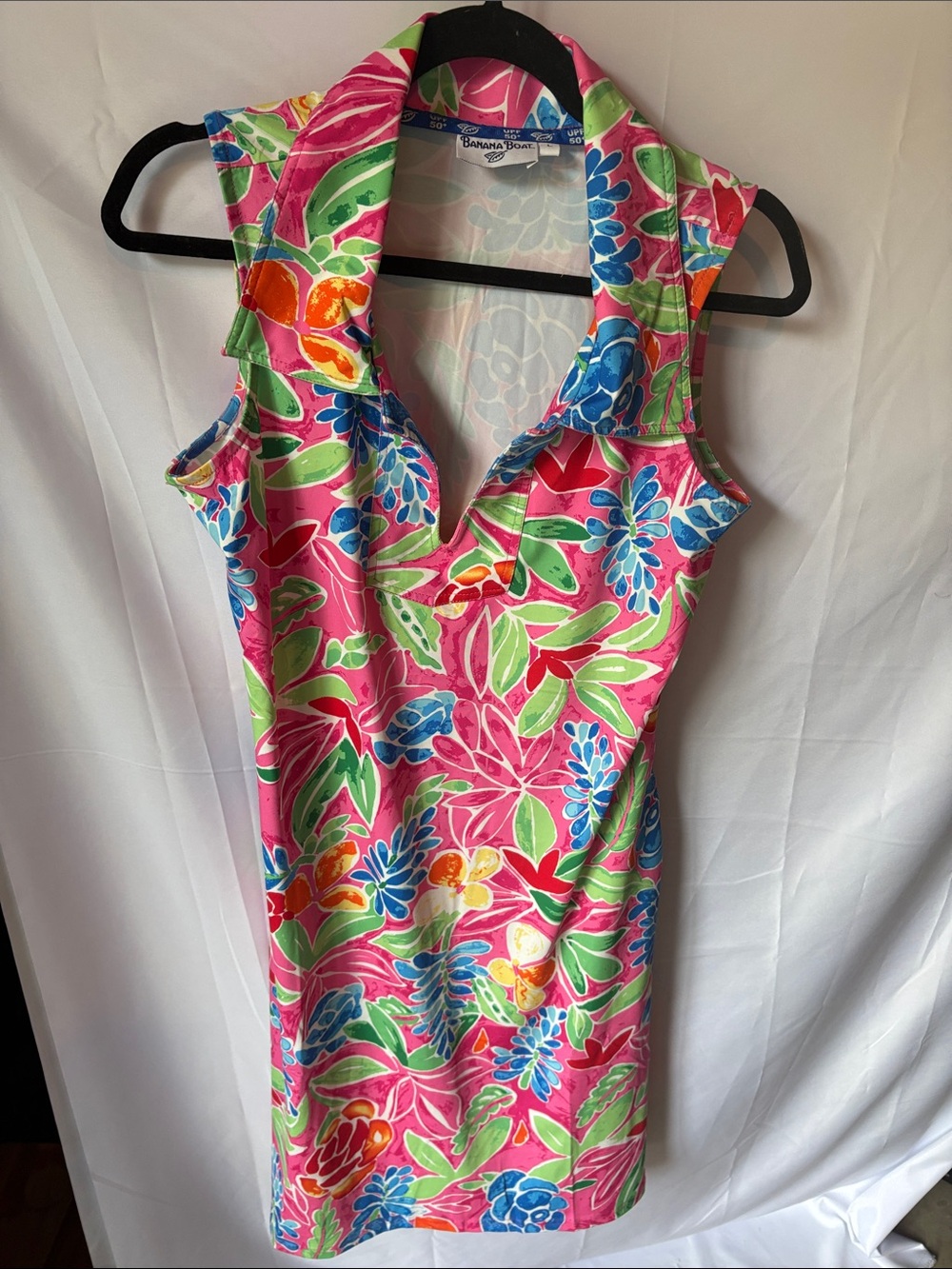 Banana Boat UPF-50 Pink Floral Sleeveless Cover-Up Dress
